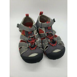 Keen Water Shoe Sandals, Seacamp II, Kids Size 2, Gray & Red, 1014126 CD-C